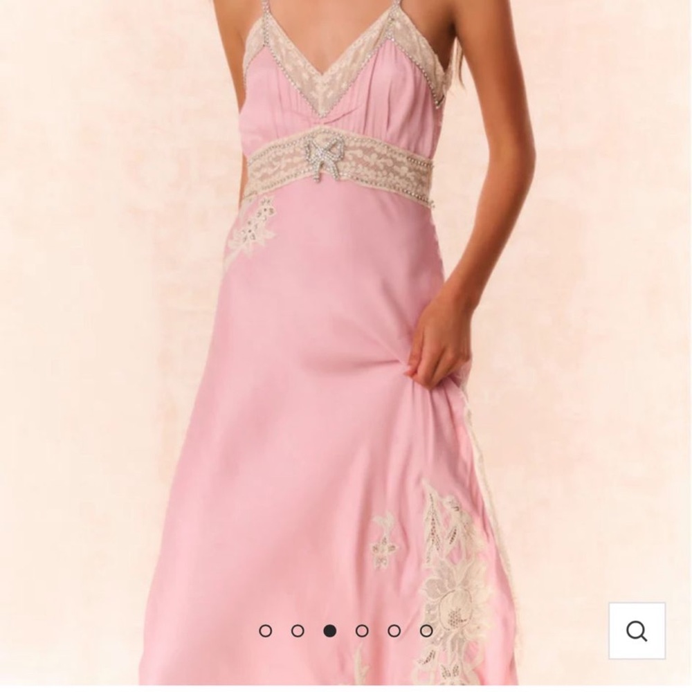 LoveShackFancy Pink Spaghetti Strap Maxi Gown